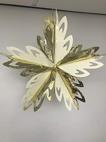 HARTES Cream & Gold Foil Christmas Ceiling Decorations (Small Star)