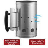 BBQ charcoal chimney starter with heat-insulated handle