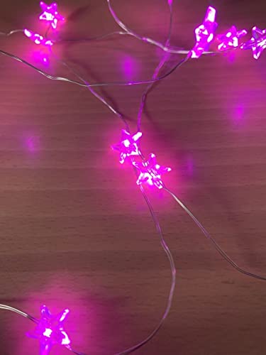 20 pink star LED copper wire fairy lights