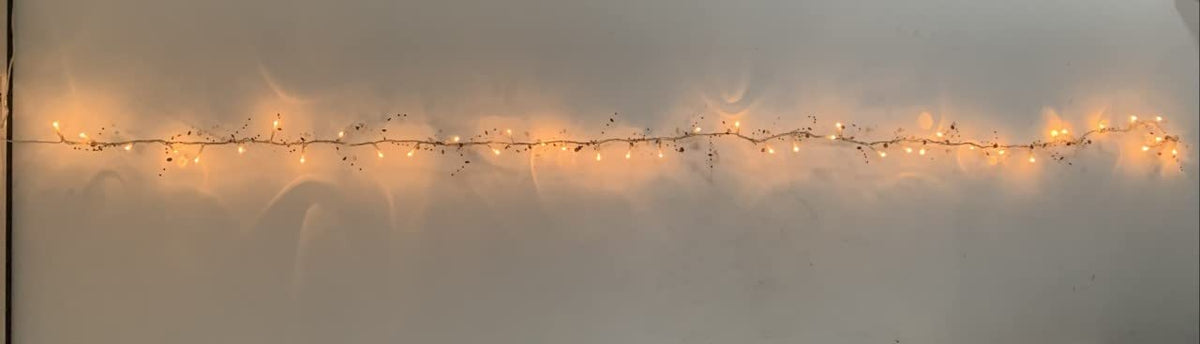 40 LED rice lights with brown and amber beads