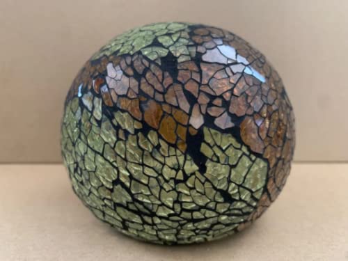 Battery Operated Glass Mosaic Tealight Balls (AMBER)