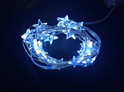 20 blue star LED copper wire fairy lights