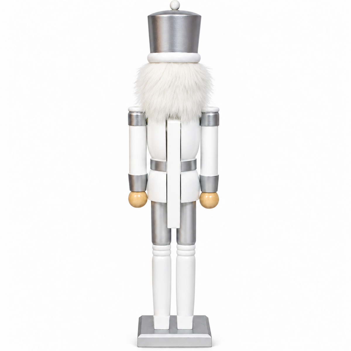 White and silver wooden nutcracker soldier product detail