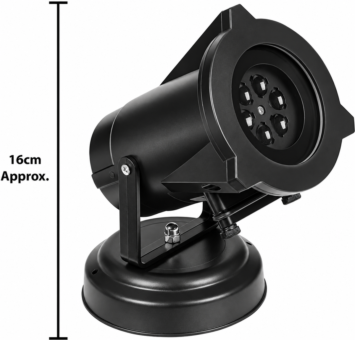 LED projector with freestanding indoor base approximately 16cm high