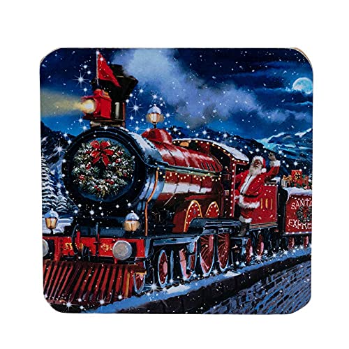 Richard Macneil Santa Express Christmas coasters set of four