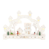 43cm white wooden LED Christmas candle bridge scene