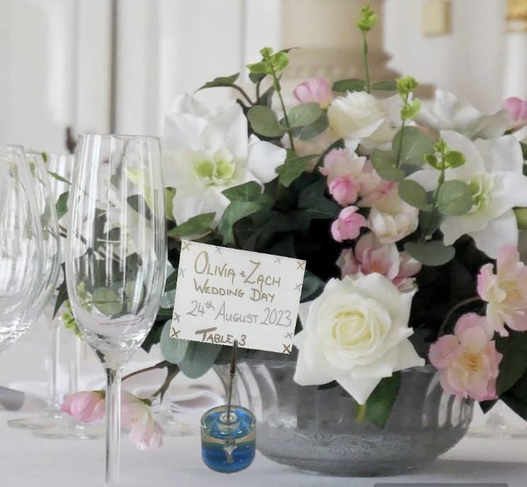 Blue dolphin place card holder for weddings and table settings