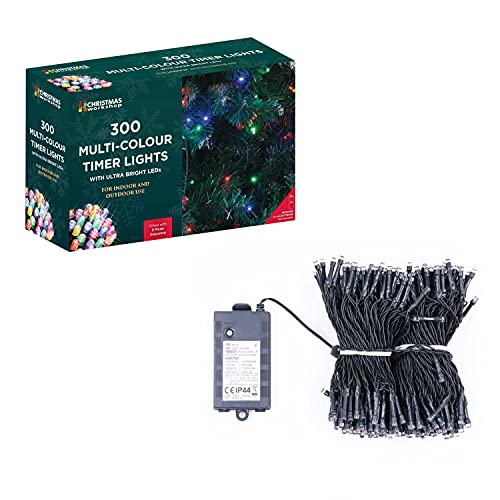 300 multi-coloured battery LED Christmas lights – 29.9m