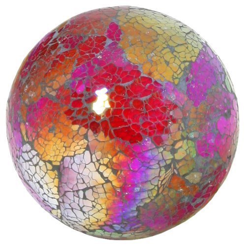 Medium red multicolour mosaic glass decorative ball 10.5cm