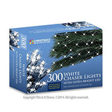 300 bright white LED chaser Christmas lights – 20.9m