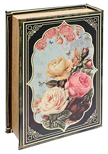 Mirrored floral storage book box with rose design