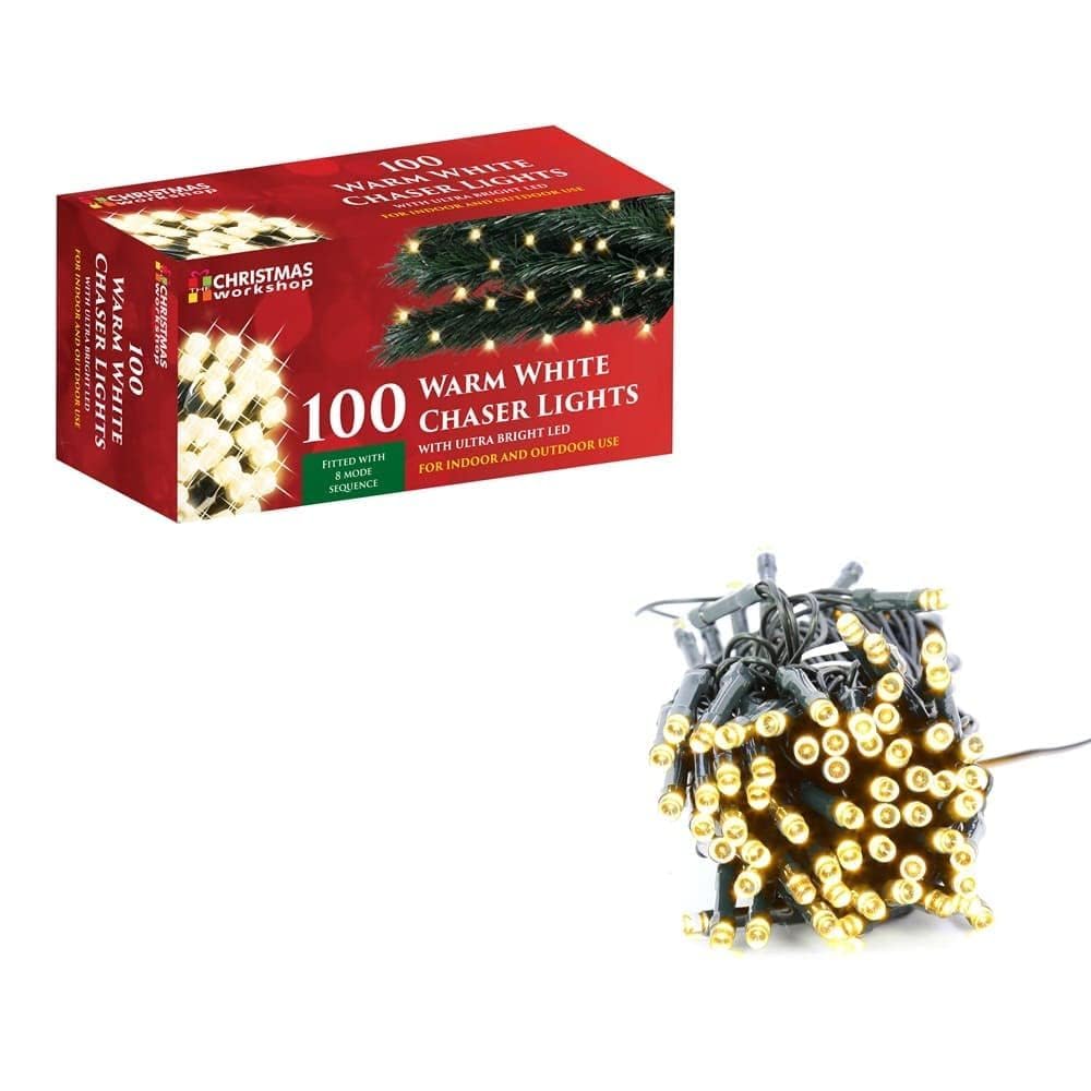The Christmas Workshop 100 warm white LED chaser lights
