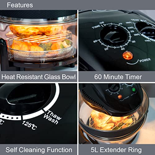 Quest 17L halogen air fryer oven with 5L extender ring