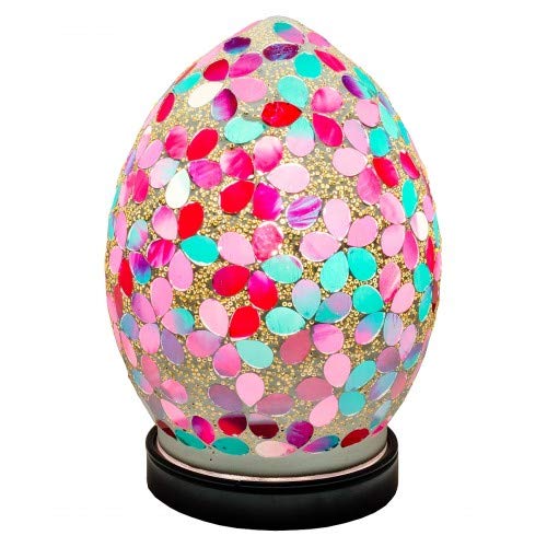 Mini Mosaic Glass Egg Lamp - Pink Flower