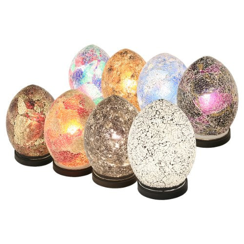 Febland Table Lamp - Mini Mosaic Egg Light - Decorated Glass - Black