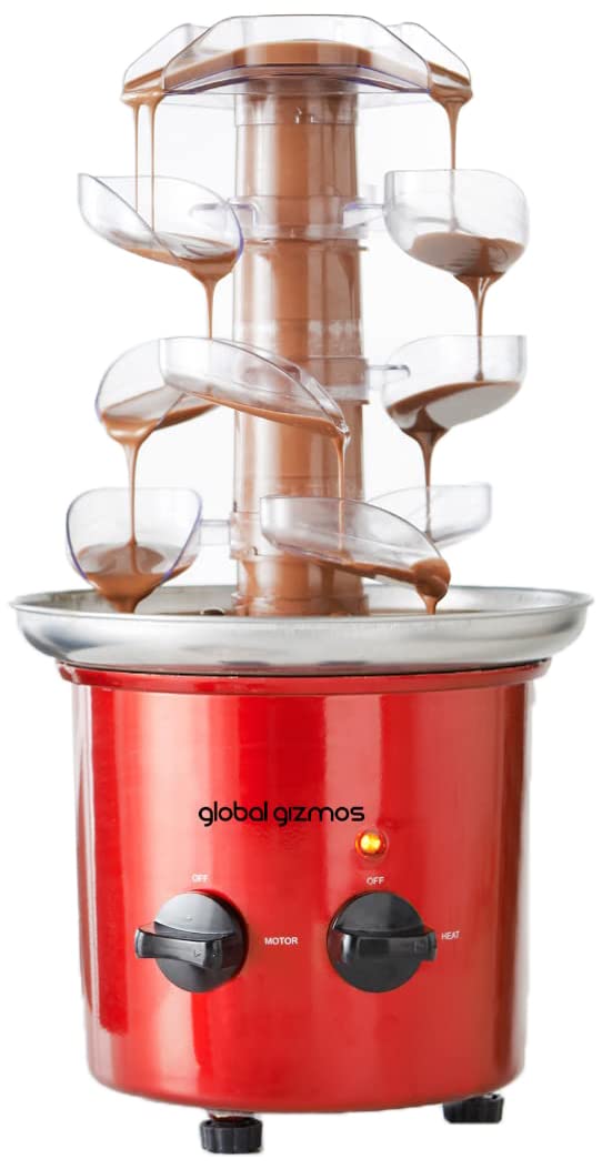 Global Gizmos red cascading chocolate fountain