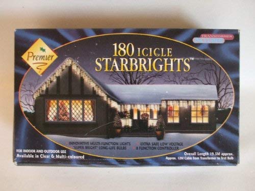 180 multi-coloured icicle Christmas lights, 19.5m