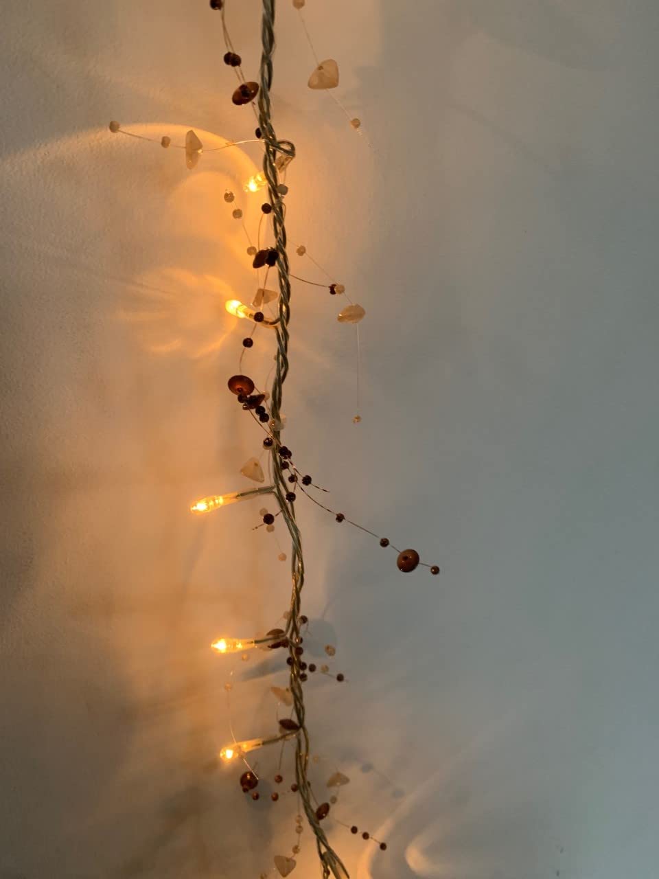 40 LED rice lights with brown and amber beads