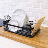 Anika 69049 Kitchen Dish Drainer Rack/Separate Cutlery Holder/Removable Drip Tray/Black Colour / 41 x 32 x 9.5cm
