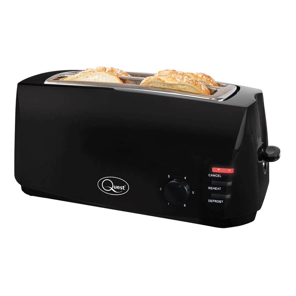 Quest black 4-slice 1400W toaster