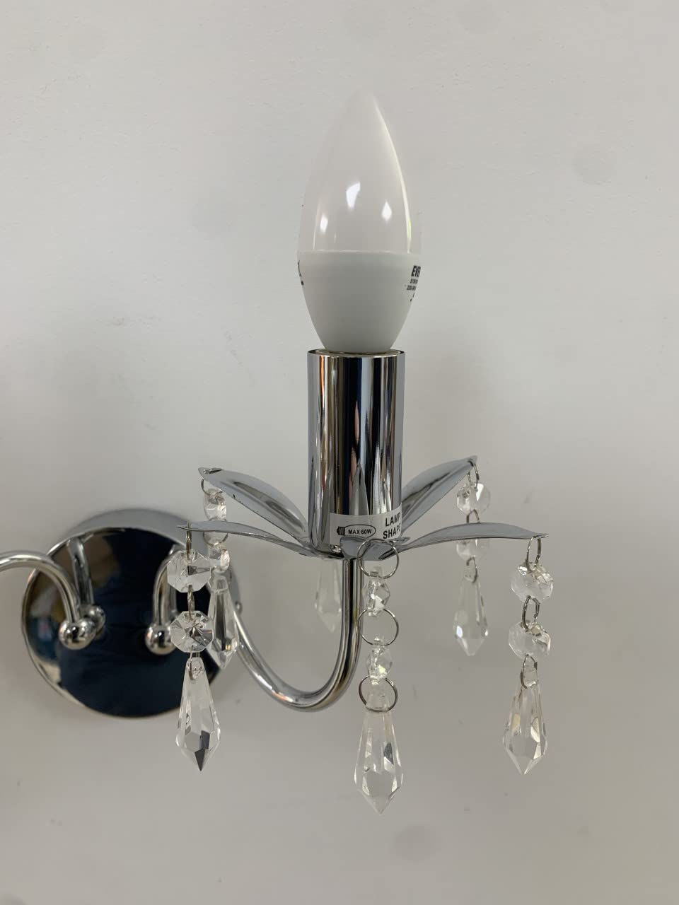 Contemporary chrome wall light with crystal-style detail