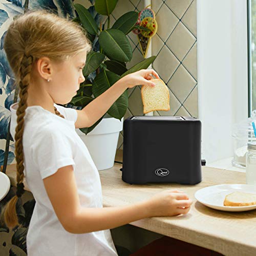 Quest black 870W 2-slice toaster with adjustable browning