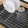 Anika 69049 Kitchen Dish Drainer Rack/Separate Cutlery Holder/Removable Drip Tray/Black Colour / 41 x 32 x 9.5cm