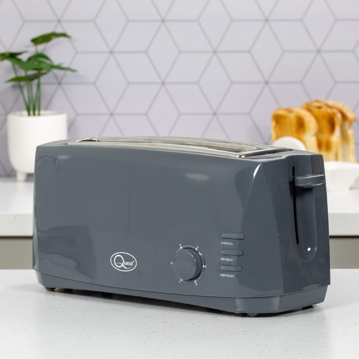 Quest grey 4-slice 1400W toaster