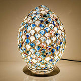 Blue tile mosaic glass egg table lamp