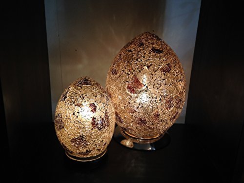 Egg Lamp - Large Mosaic Silver Mink Lamp (LM74GA)