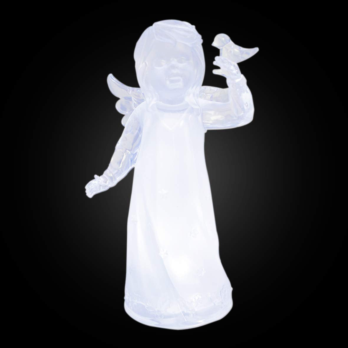 LED acrylic angel with bird Christmas ornament