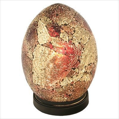 20cm red mosaic glass mini egg table lamp