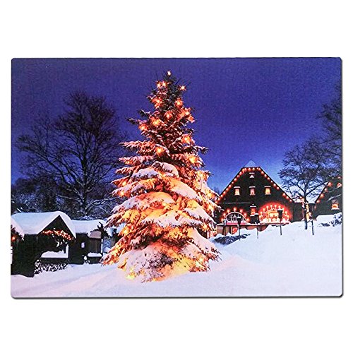 Christmas Workshop 10 LED Xmas Village Light-Up Canvas ~ Warm White ~ Indoor Decoration ~ Battery Operated ~ 88710