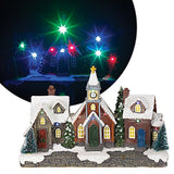 LED Christmas village street scene with houses and church