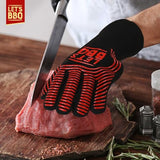 Let's BBQ red polycotton barbecue gloves – pair
