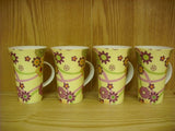 Floral fine porcelain mugs set of four
