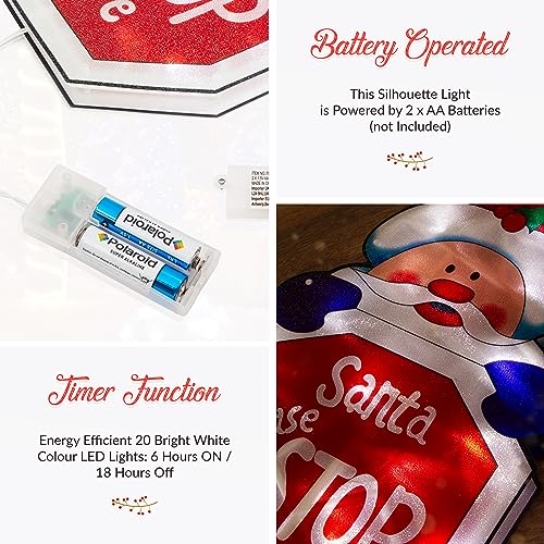 Battery-operated Santa window light for indoor Christmas displays