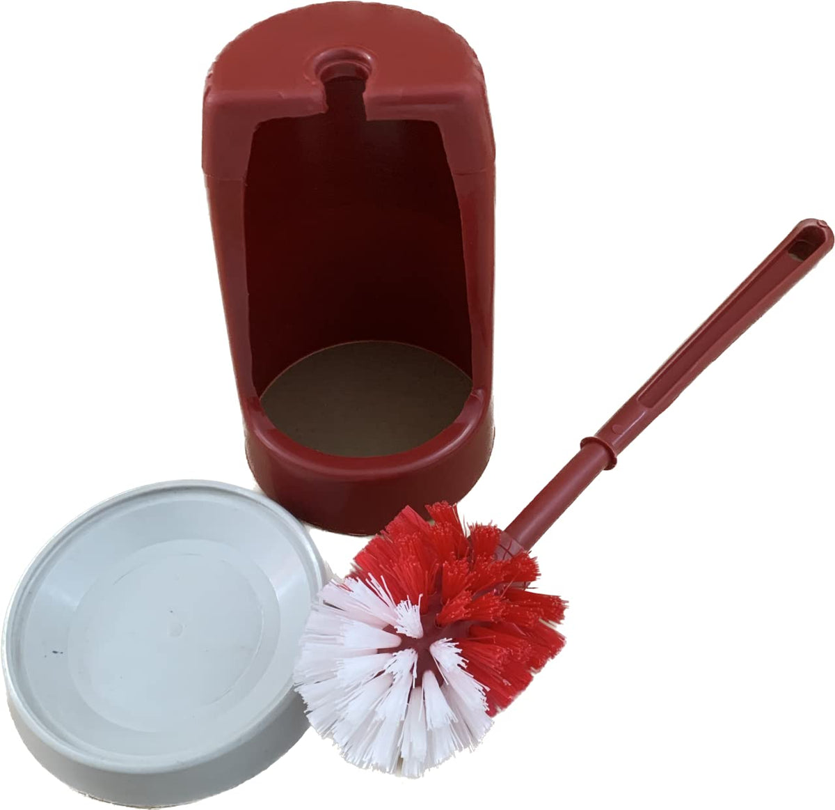 Toilet brush and holder set with water tray in assorted colours