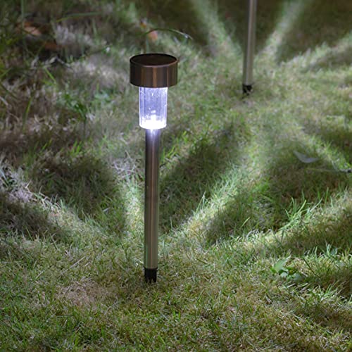 Solar bollard lights with ground spikes for garden paths