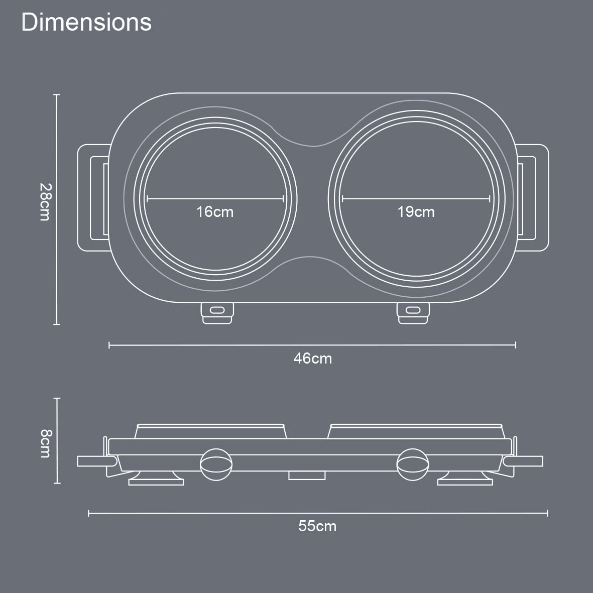 Quest double ceramic infrared hot plate twin hob