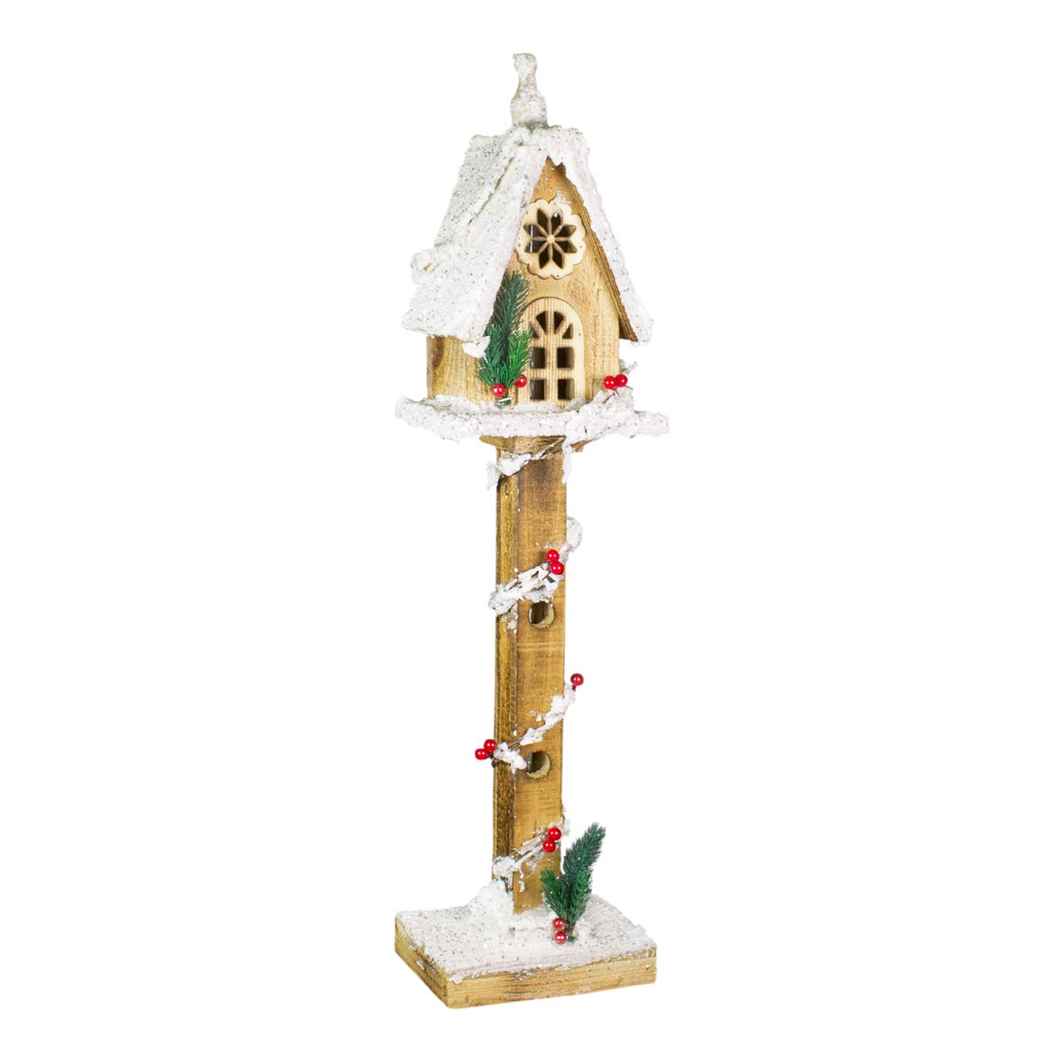 70cm wooden LED Christmas treehouse with warm white lights
