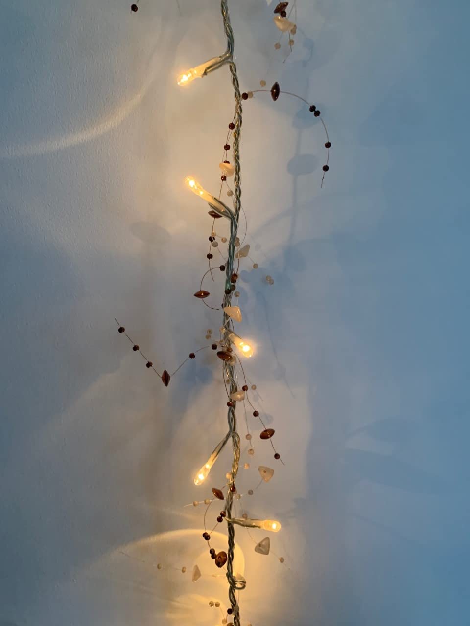 40 LED rice lights with brown and amber beads