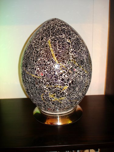 Stylish Glass Mosaic, Egg Shaped Table Lamp - Purple