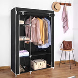 AROME PUR black double canvas wardrobe with rail and shelves – 158cm