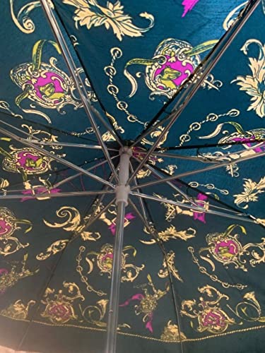 Compact green patterned telescopic umbrella with cover