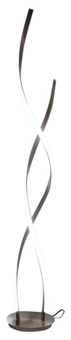 LED double helix floor lamp in satin nickel