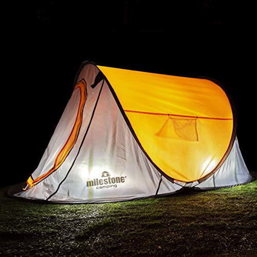 One-person Milestone tent with guy ropes and pegs