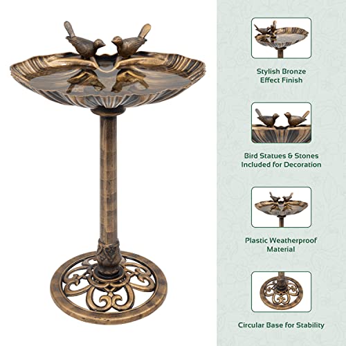 Decorative bird bath with clam shell styling
