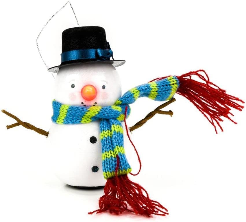Flashing LED snowman Christmas baubles set of six