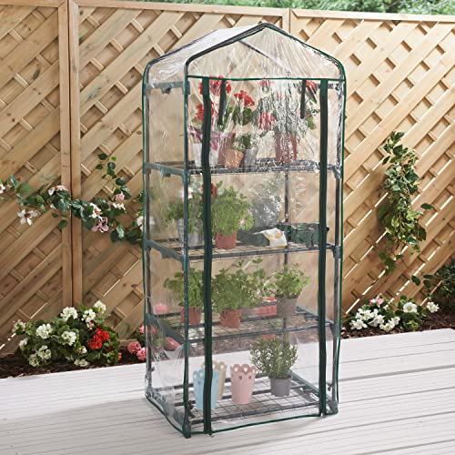 GardenKraft compact greenhouse with zipped roll-up access door